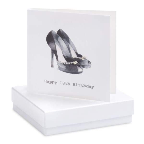 Happy 18th Birthday Silver Cubic Zirconia Stud Earrings On Designer Card