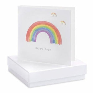 Happy Days Rainbow Silver Earrings On Designer Card by Crumble and Core