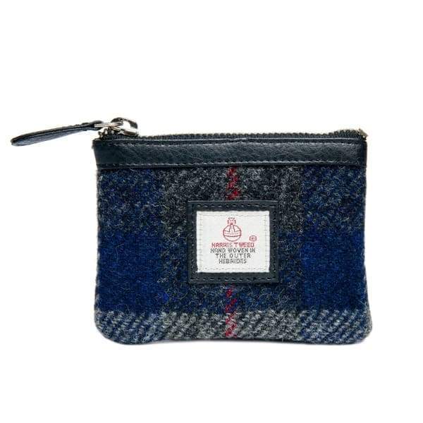 Harris Tweed Coin Purse In Blue Check 