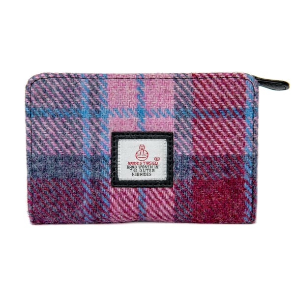 Harris Tweed Medium Zip Purse In Pastel Pink