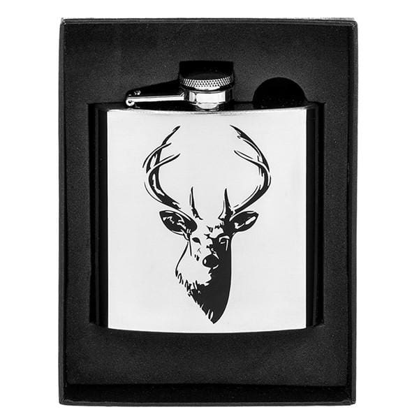 Hip Flask with Stags Head Design 6oz
