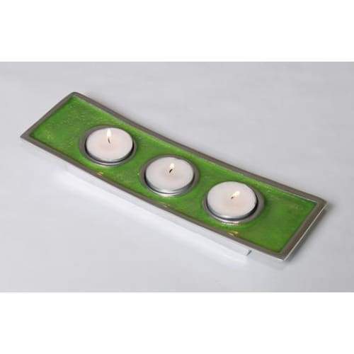 Lime Green Enamelled Aluminium Triple Tealight Holder