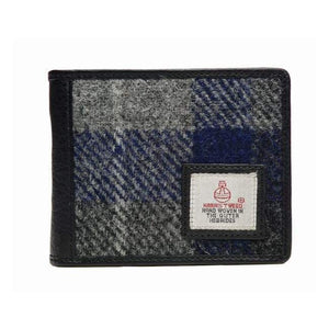 Men's Tri-fold Wallet - Blue Check Harris Tweed
