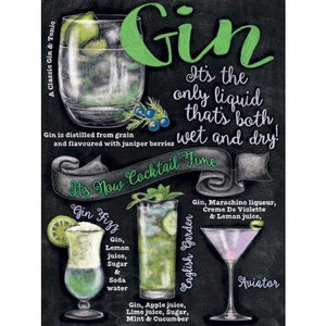 Metal Sign Mini (Dark Green Background) Gin Its The Liquid Thats Both Wet And Dry By Original Metal Company - Metal Sign