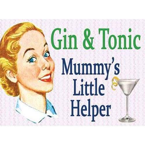 Metal Sign Small - Gin & Tonic Mummy's little helper! by Original Metal Sign Company