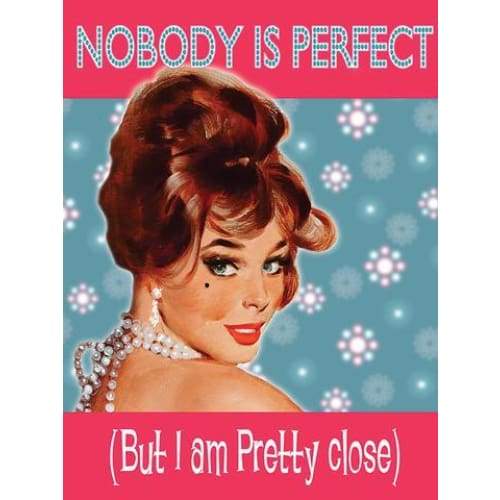 Metal Sign Small - Nobody's Perfect (Bit I am pretty close) by Original Metal Company