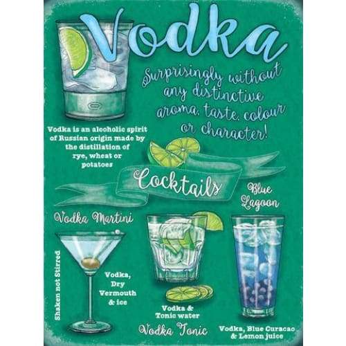 Metal Sign Small - Vodka Cocktails by Original Metal Sign Company