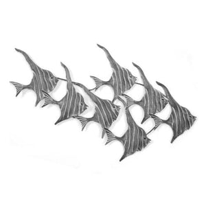 Metal Wall Art - Shoal Angel Fish Grey (Small)