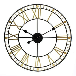 Metal Wall Clock With Cut Out Roman Numerals - 60cm