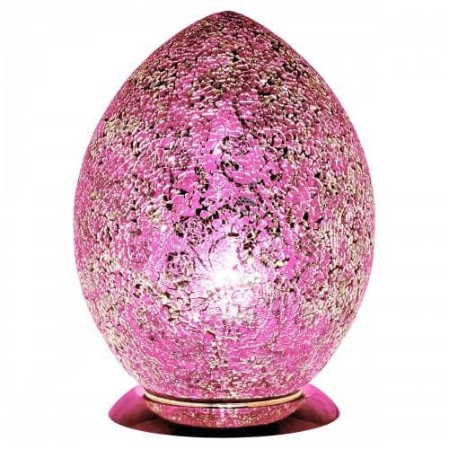 Mosaic Glass Egg Lamp - Pink Rose