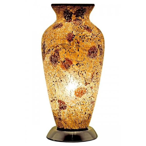Mosaic Glass Vase Lamp - Gold & Amber