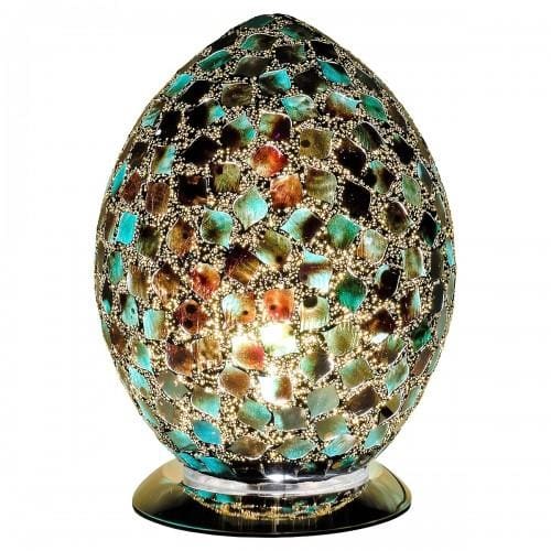 Mosaic Marbled Dark Green Egg Lamp