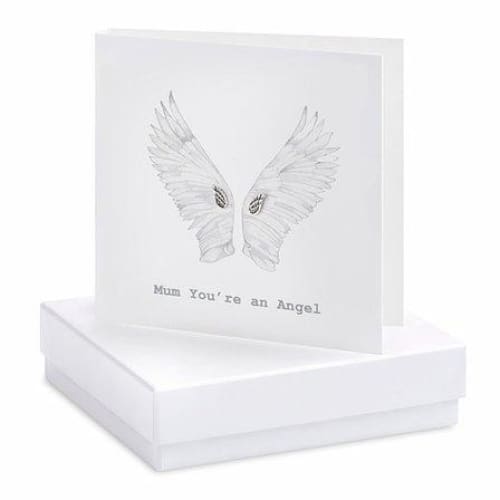 Mum You're An Angel Silver Earrings On Designer Card by Crumble and Core