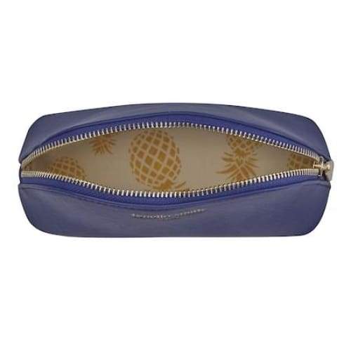 Navy Blue Vegan Leather Oyster Cosmetic Case - Beauty - Wash Bag