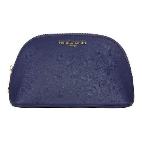 Navy Blue Vegan Leather Oyster Cosmetic Case - Beauty - Wash Bag