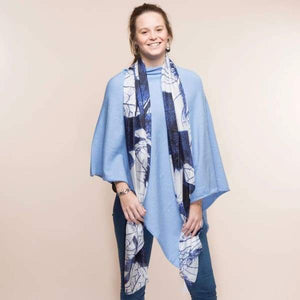 Navy Monochrome Floral Large Silk Scarf by Tilley & Grace