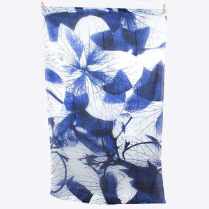 Navy Monochrome Floral Large Silk Scarf by Tilley & Grace