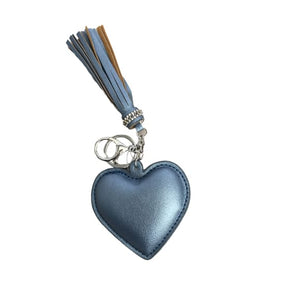 Padded heart keyring blue