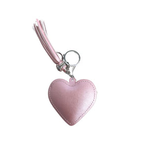 Padded heart keyring pink