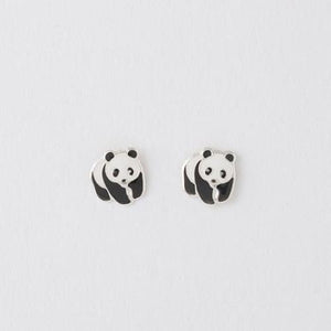 Panda Silver Earrings On Designer Card by Crumble and Core