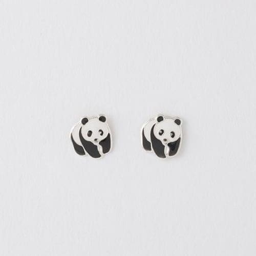 Panda Silver Earrings On Designer Card by Crumble and Core