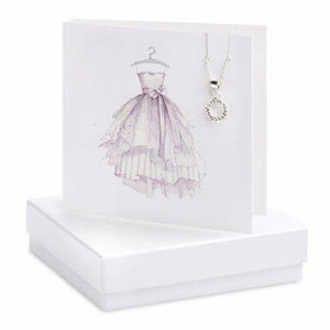 Party dress Card with Cubic Zirconia Necklace on Designer Card by Crumble and Core
