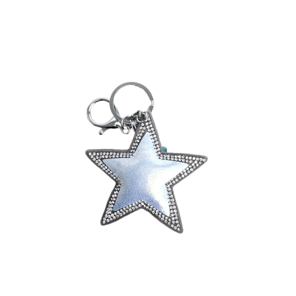 Pearlised Silver star keyring with crystals by Peace of Mind