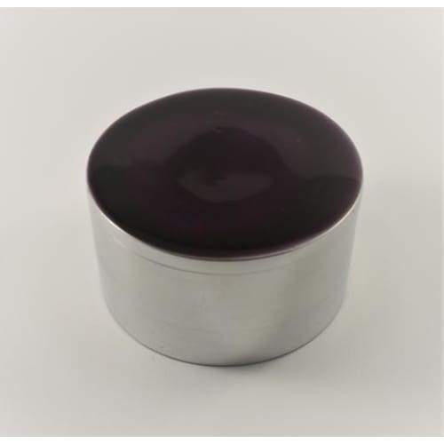 Purple Enamelled Silver Aluminium Circular Trinket Box