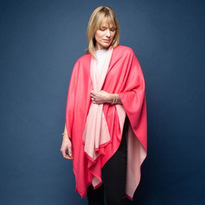 Rose Pink/Cream Tess Reversible Poncho Wrap by Tilley & Grace