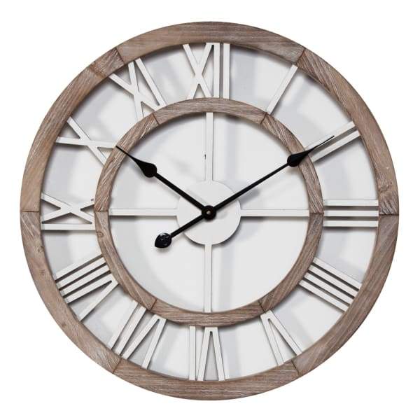 SHABBY CHIC ROUND WALL CLOCK CUT OUT DIAL - 60cm