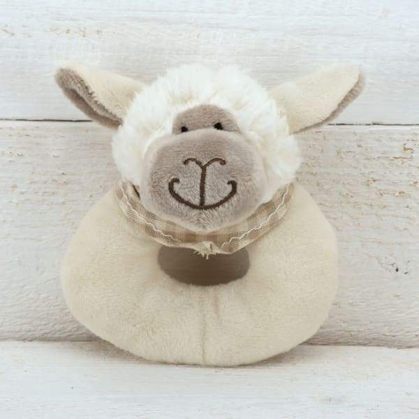 Sheep Baby Rattle In Creamy White