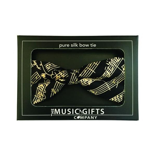 Silk Bow Tie Black - Black Mozart Manuscript