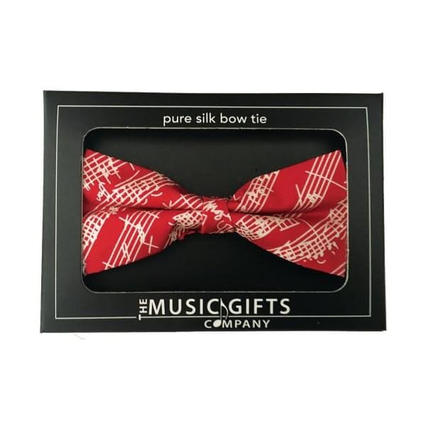 Silk Bow Tie - Red and White Mozart Manuscript