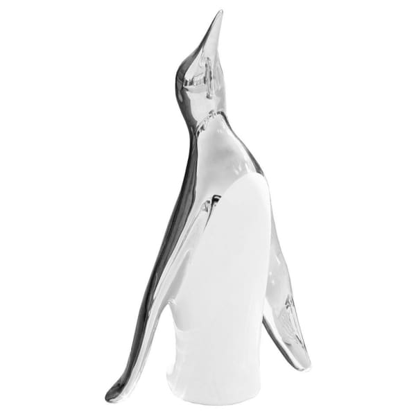 Silver And White Ceramic Penguin - Large