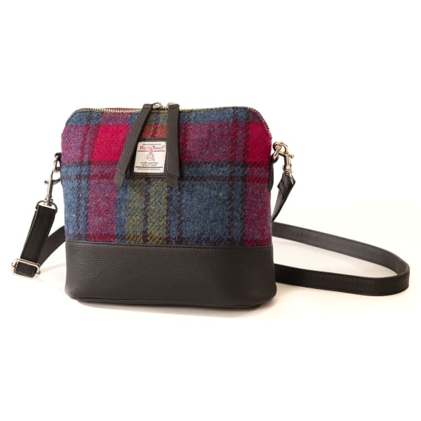 Harris Tweed - Square Shoulder Bag - Blue & Pink Check