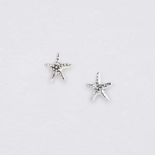 Starfish Silver Stud Earrings On Designer Card