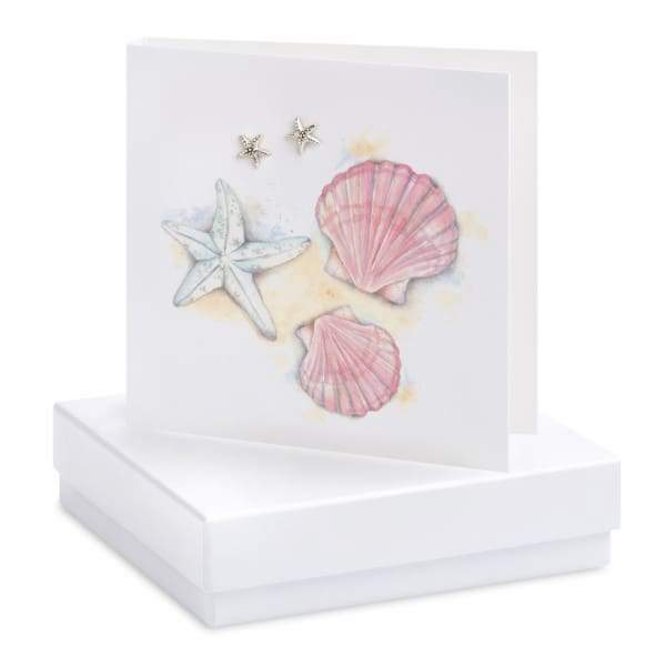 Starfish Silver Stud Earrings On Designer Card