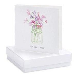 Sweet Peas Mum Silver Earrings On Designer Card by Crumble and Core