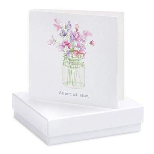 Sweet Peas Mum Silver Earrings On Designer Card by Crumble and Core