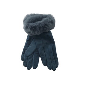 Teal Glove with faux fur trim by Peace of Mind