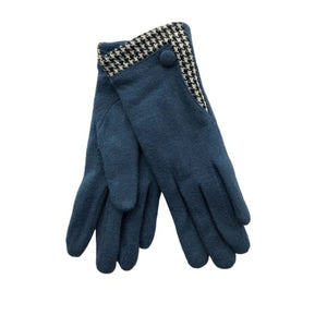 Teal Glove with houndstooth trim by Peace of Mind