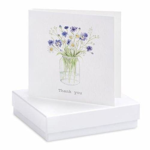 Thank You Silver Cubic Zirconia Earrings On Designer Card by Crumble and Core