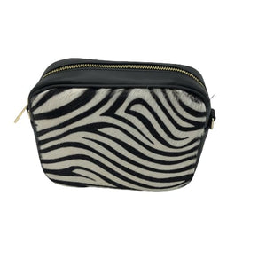 Zebra Print Handbag In Italian Leather