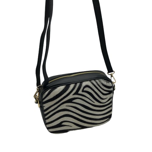 Zebra Print Handbag In Italian Leather
